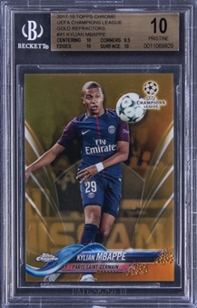 2017-18 Topps Chrome UEFA Champions League Gold Refractors #41 Kylian Mbappe Rookie Card (#40/50) - BGS PRISTINE 10 